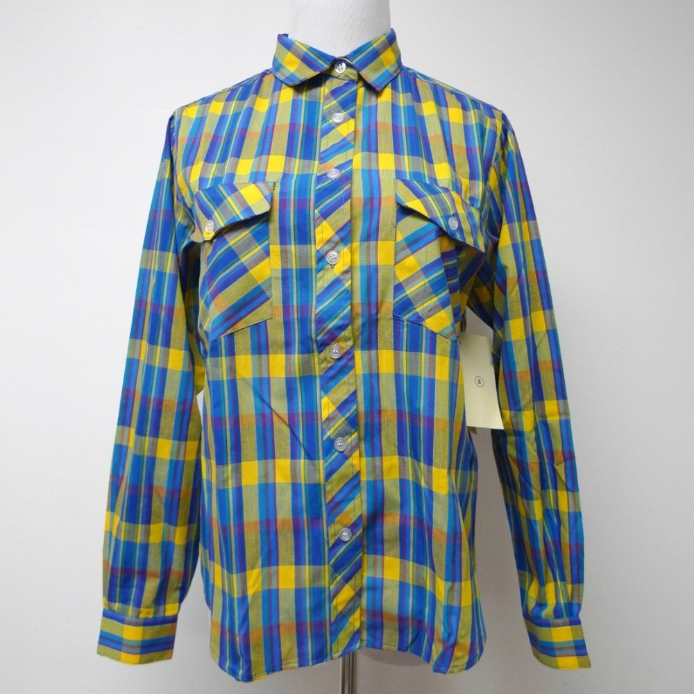 Joan Harper plaid long sleeve button down shirt